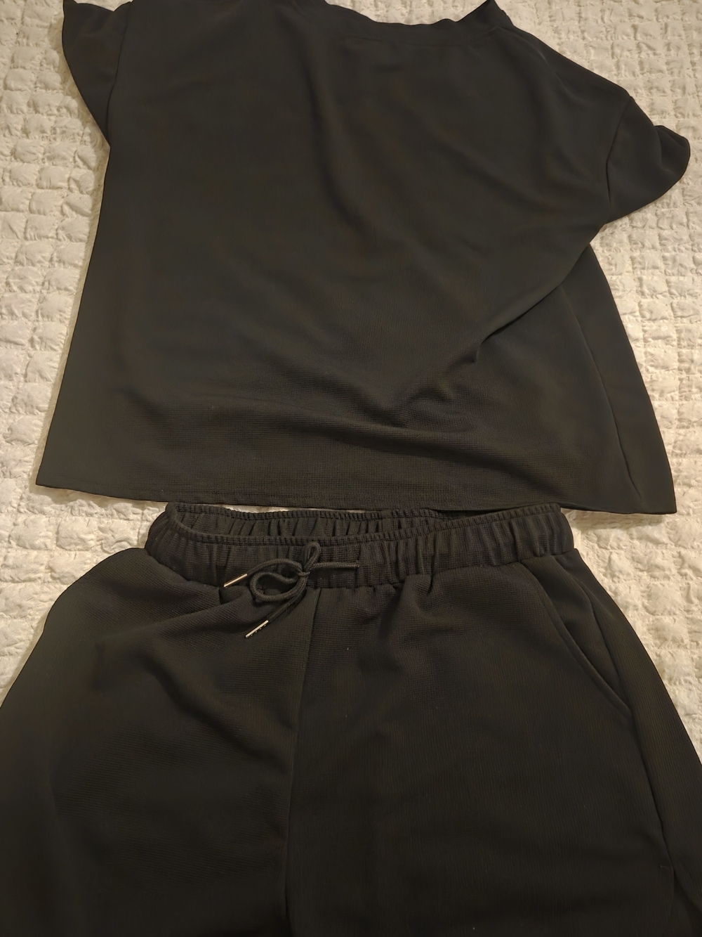Black Two-Piece Lounge Set - Top & Shorts